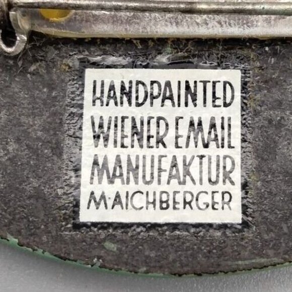 Michaela Frey Austrian Hand Painted Enamel Brooch Email Manufaktur Vintage - Picture 5 of 5